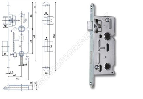 Zámek zadl. K 111 P/L Zn - wc zámek