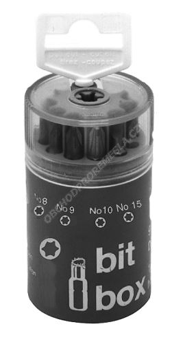 Sada bitů 1/4" 10dílů (Torx s dírkou)  bit box